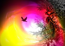 graphic image of a bird on a bright background