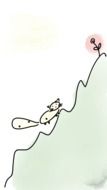 drawing of a mountain with a cat