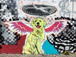 bright graffiti with a dog, copenhagen