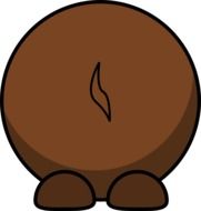 Back view of fat Brown Cartoon Animal