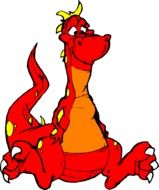 drawing of a red dragon on a white background