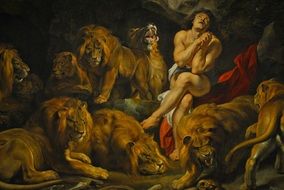 painting Daniel in the lion's den by Peter Rubens