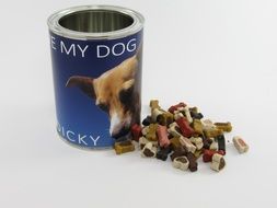 dog delicacy in metal can