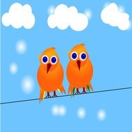 drawing birds on a rope