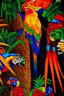 colorful parrots as background