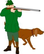 Hunter and dog clipart