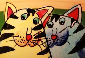 drawing of cat faces