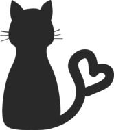 black silhouette of a cat with a mustache on a white background