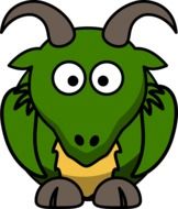 painted green cartoon goat at white background