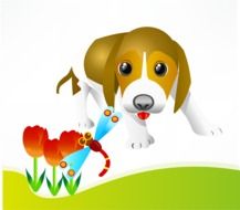 cute Puppy-Dog playing vector drawing