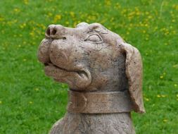 Stone Dog Statue in a park