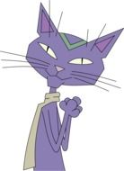 cartoon Violet cat in grey scarf