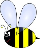 drawing of a striped bee with wings