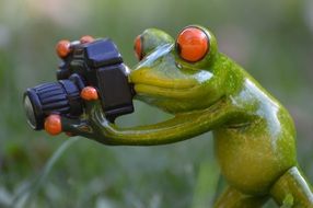 ceramic photographer frog