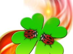 clipart,picture with two ladybugs on lucky clover