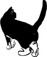 drawn black and white cat as an illustration