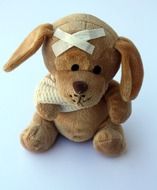 wounded plush dog