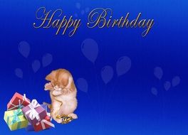 happy birthday card blue drawing