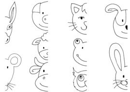 painted animal heads in coloring
