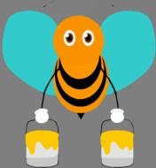 drawing of a bee with buckets of honey