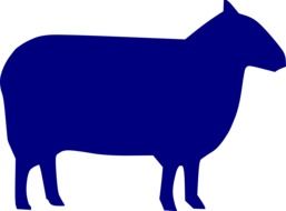 Sheep silhouette as a blue drawing