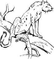 black and white graphic image of a cheetah on a tree