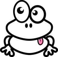 comic drawing of a frog with big eyes