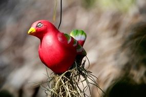 Bird, Red Ceramic Toy