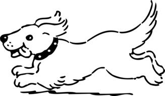 drawing of a running dog in a black collar