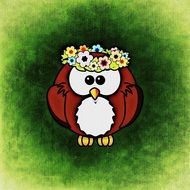 drawing of an owl with wreath