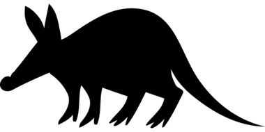 black silhouette of an unusual animal aardvark