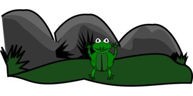painted frog on a background of stones