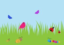 variety of wildlife as a picturesque drawing
