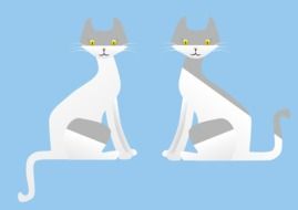 Two White cats drawing