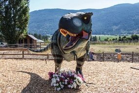 dinosaur figure in a park, canada, british columbia