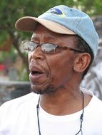 African in denim cap