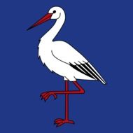 the stork stands on 1 leg drawing