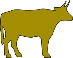green silhouette of a big cow