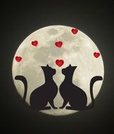 silhouette of cats in love on the moon as an illustration