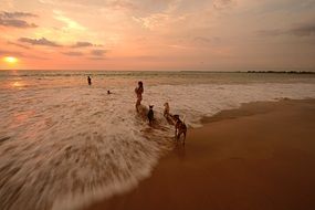 Sunset on the beautiful sandy beach