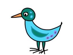 drawing of a turquoise bird