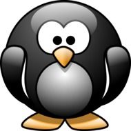 drawing of a black round penguin