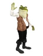 frog in cartoon costume on white background