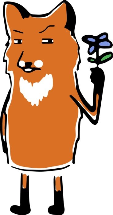 fox with flower