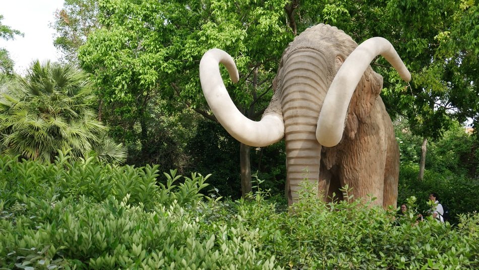 Mammoth sculpture in garden