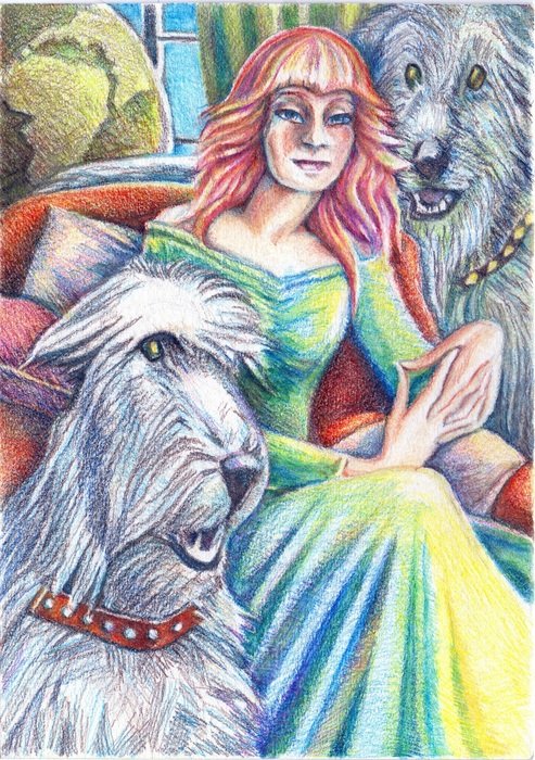 portrait of a woman with dogs