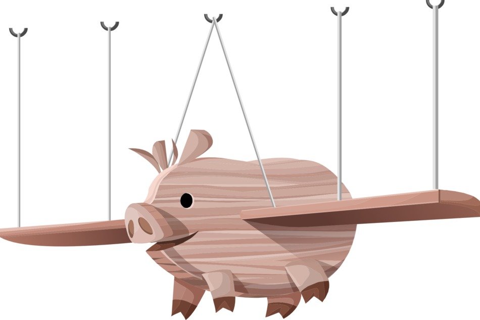 wooden pig puppet