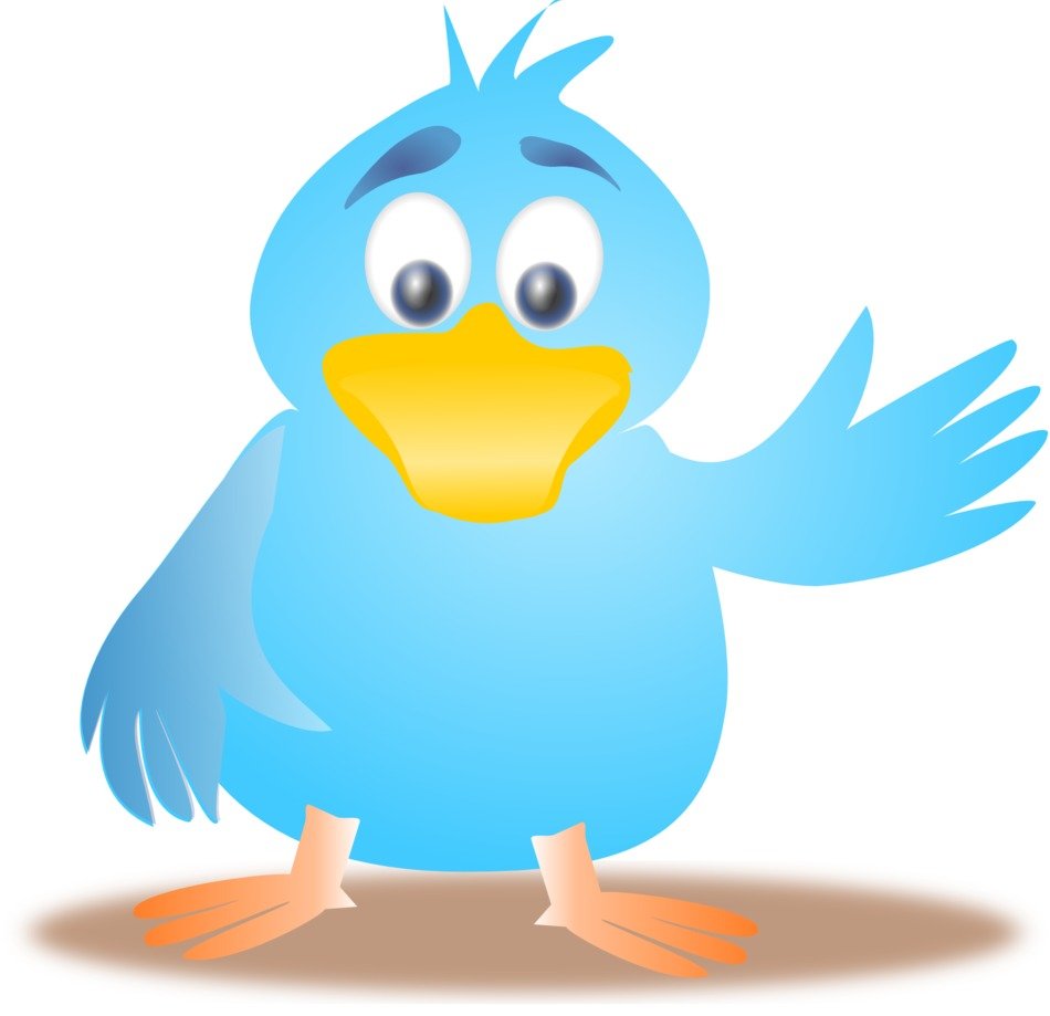 graphic image of a happy blue bird on white background