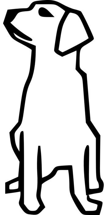 black and white drawing of a dog on a white background