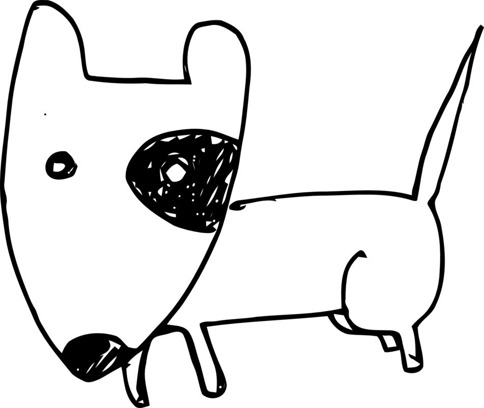 Drawing of black eyed dog